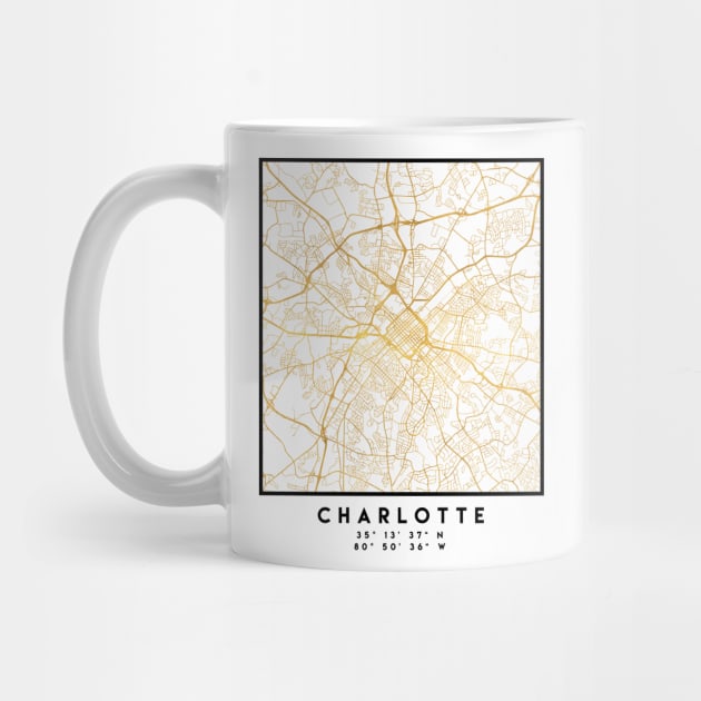 CHARLOTTE NORTH CAROLINA CITY STREET MAP ART by deificusArt